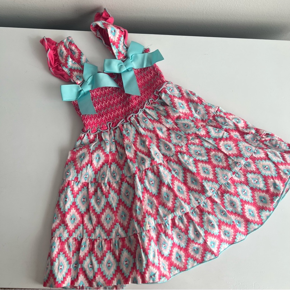 Girls Coral & Aqua Dress Sz 2T